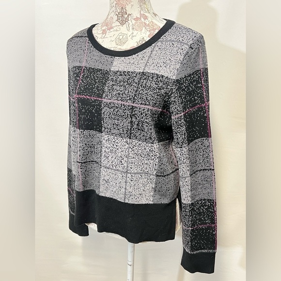 RAG & BONE Black and gray TEGAN plaid crew neck sweater size M. - Picture 4 of 14